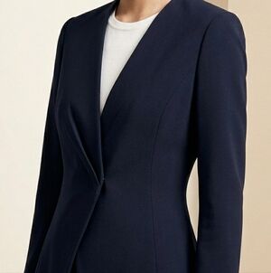 Donna Karan New York Women's Collarless One-Button Blazer Dark Blue 10 NEW